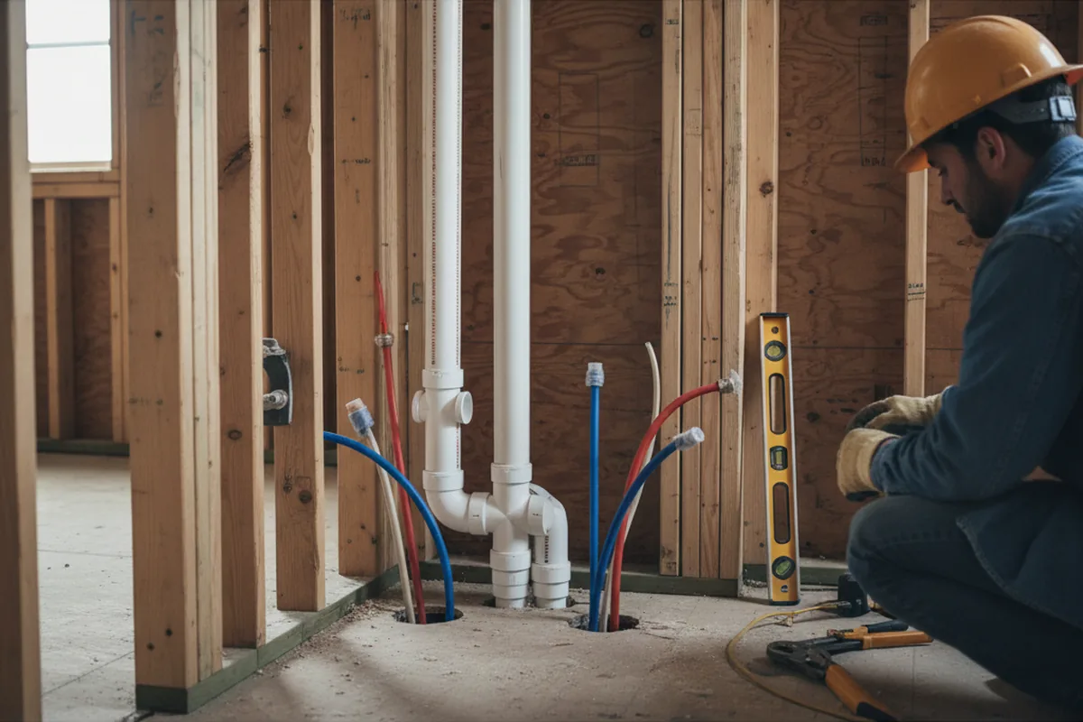 Drain and supply rough-in during Drain Cleaning in Kernersville